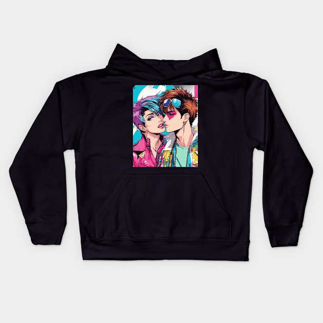 Romantic Couple Kids Hoodie by animegirlnft